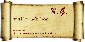 Mrár Gábor névjegykártya